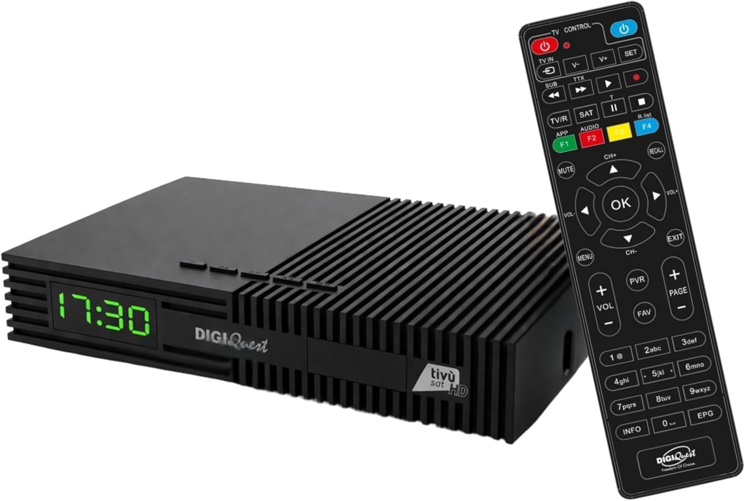 DIGIQUEST Decoder Tivùsat Ti9, DVB-S2 | CAVO HDMI INCLUSO | AUTO INSTALLANTE | Smartcard Tivùsat inclusa | DVB-T2 HEVC Main 10 | Registrazione attivabile | Merlin