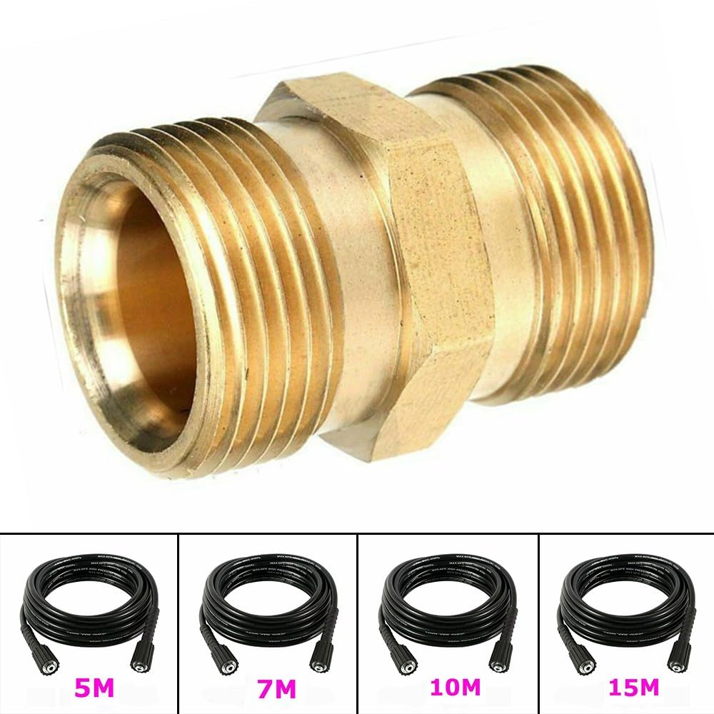 Manguera para lavadora de alta presión, 5/16 pulgadas, 5800 PSI con conector M22, doble cara, flexible de poliéster trenzado, manguera de lavado para limpiador a presión de gas, 5 m