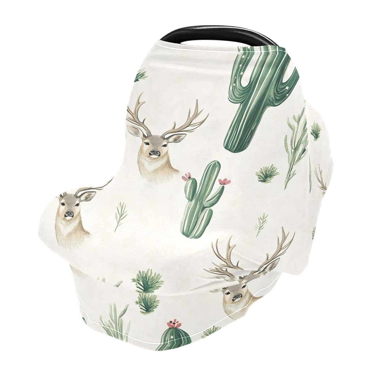 Baby Car Seat Canopy Covers Nursing Cover Stretchy Boys Girls Cactus Deer Grass Carrier Cover Breastfeeding Cover Breathable