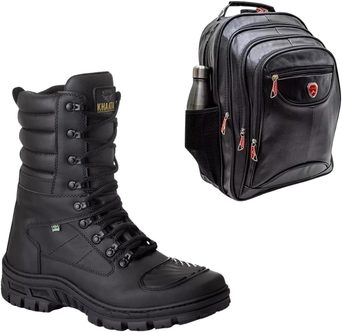 Kit Coturno Militar Tático com Mochila Grande com compartimento para Notebook Bota Motociclista