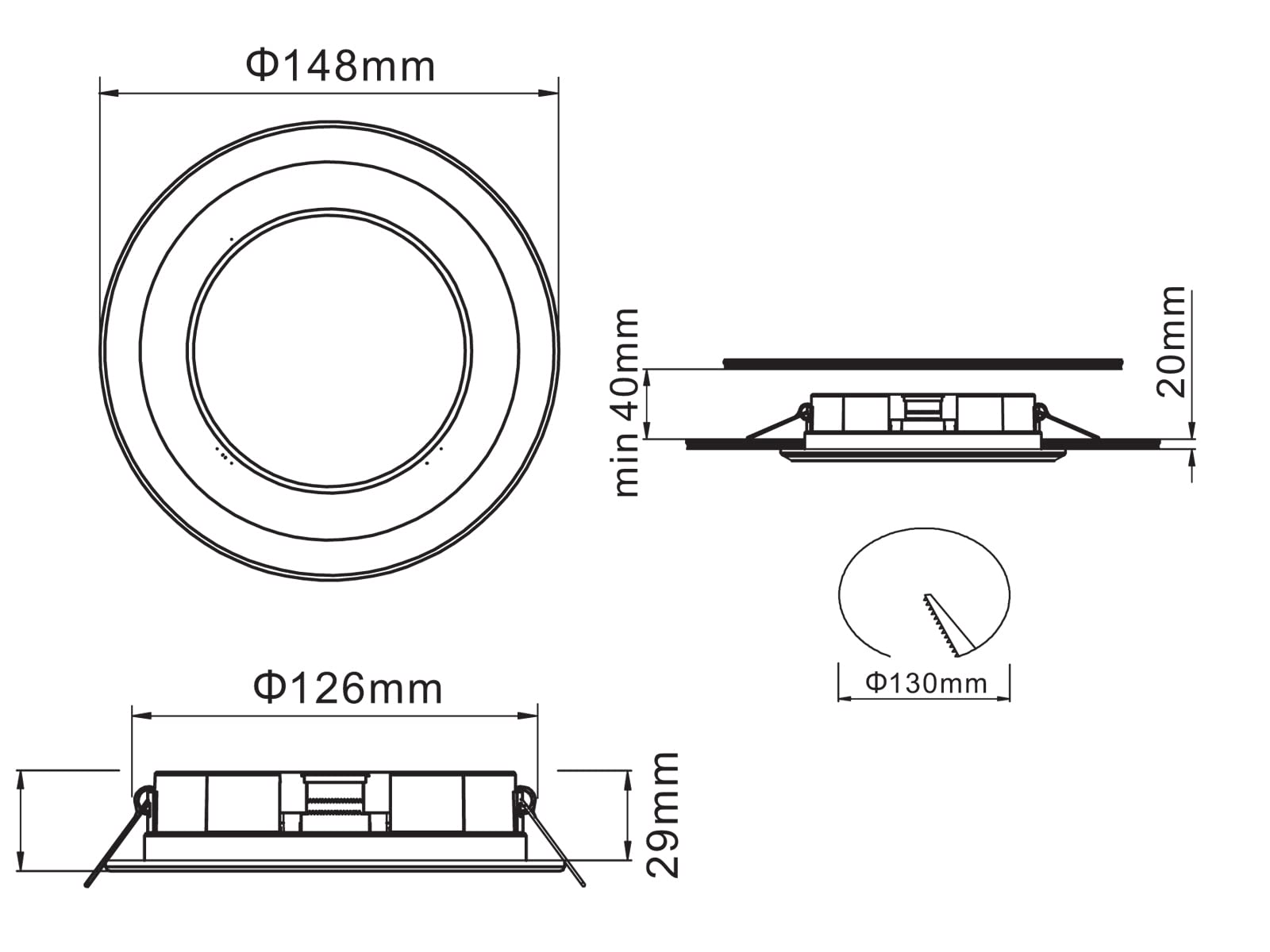 Trio Leuchten Foco LED empotrable Core 652610131, plástico, color blanco, incluye LED de 10 W