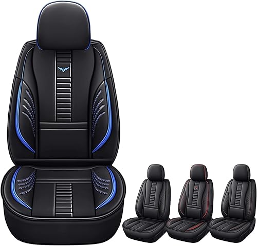 Fundas de asiento delantero para Nissan Altima 2002-2025, protección de banco frontal dividido 3D compatible con bolsa de aire lateral, línea negra