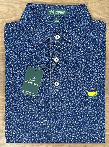 PETER MILLAR 2024 Masters Men's Performance Tech Buckets and Badges Navy Blue Golf Polo Shirt2