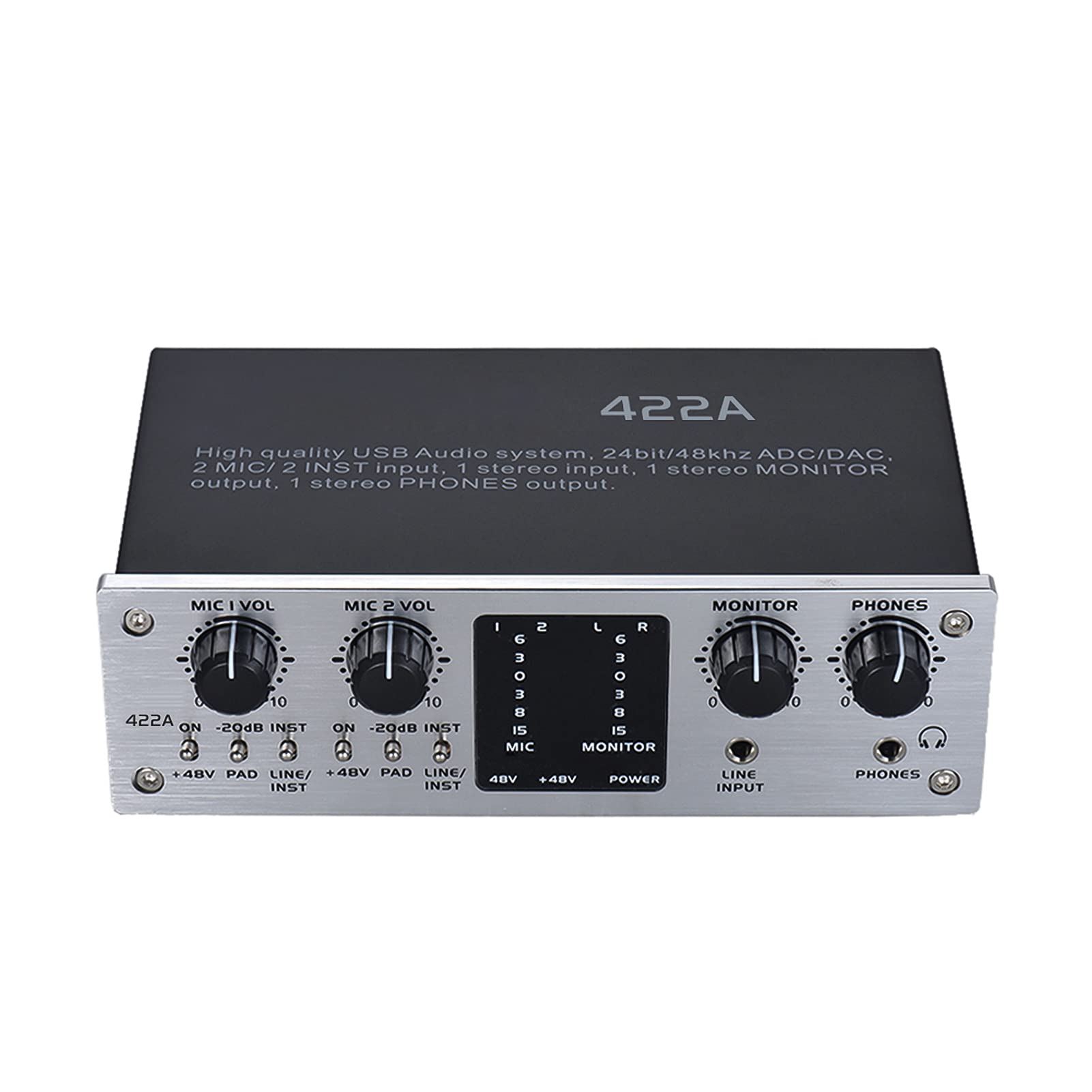 Decdeal 422A 4-Channel USB Audio System Interface External Sound Card +48V phanpower DC 5V Power Supply for Computer Smartphone with USB Cable-picture-16