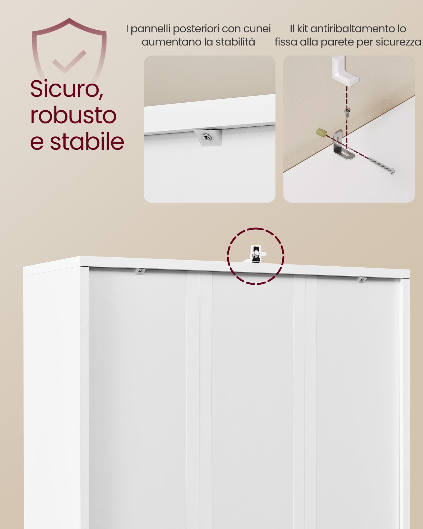 VASAGLE Libreria, Libreria Scaffale Verticale a 6 Ripiani, con Ante, 24 x 60 x 175 cm, per Soggiorno Studio Ufficio Sala da Pranzo, Bianco Nuvola LBC402W01
