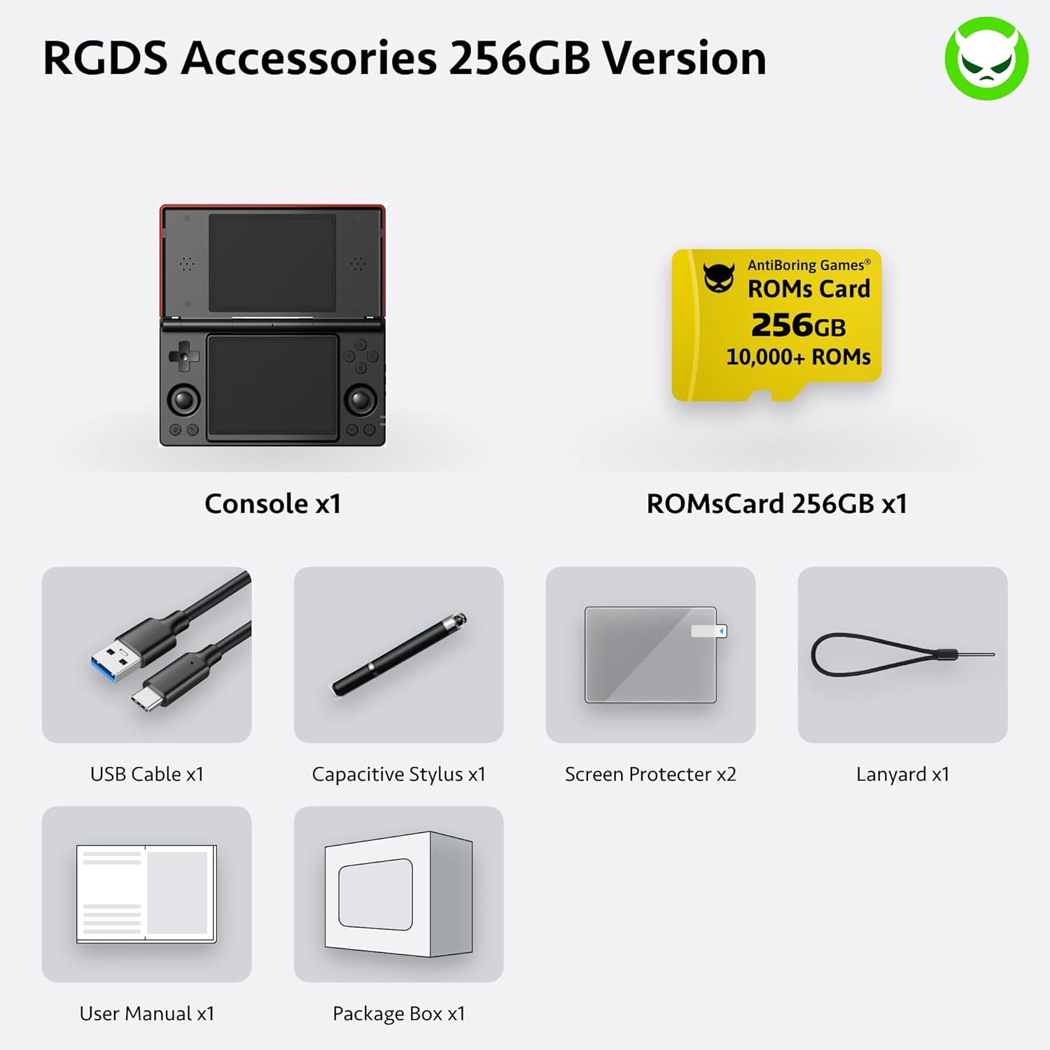 Novabored RG DS Dual Screens Handheld Game 20+ Emulaters 10K+ Games Preloaded 4-inch IPS 640 * 480 Android 14 RK3568 Quad-core 64-bit 4000mAh Electronic Game Handheld (Black & Crimson Red-256GB)