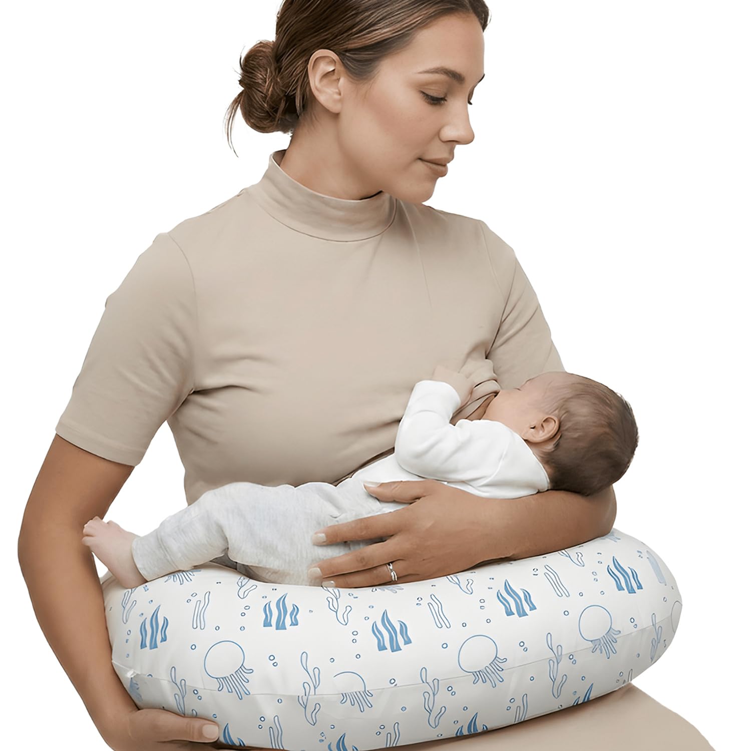 Livinease Jelly Fish Multifunctional Nursing Pillow - Versatile Breastfeeding Pillow With 100% Cotton Pillowcase - Pregnancy Gifts - Washable Maternity Feeding Pillow (Jelly Fish)