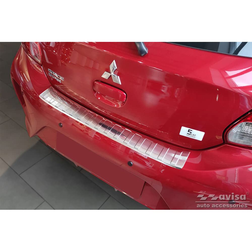 Avisa Protector del Parachoques Trasero Inoxidable Compatible con Mitsubishi Space Star Facelift 2020- 'Ribs'