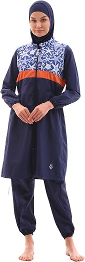 eo elif okur Islamic Long Sleeve Swimsuits for Women Modest Muslim 4 PCS | Full Cover Rash Guard Burkini | Arabic Swimwear