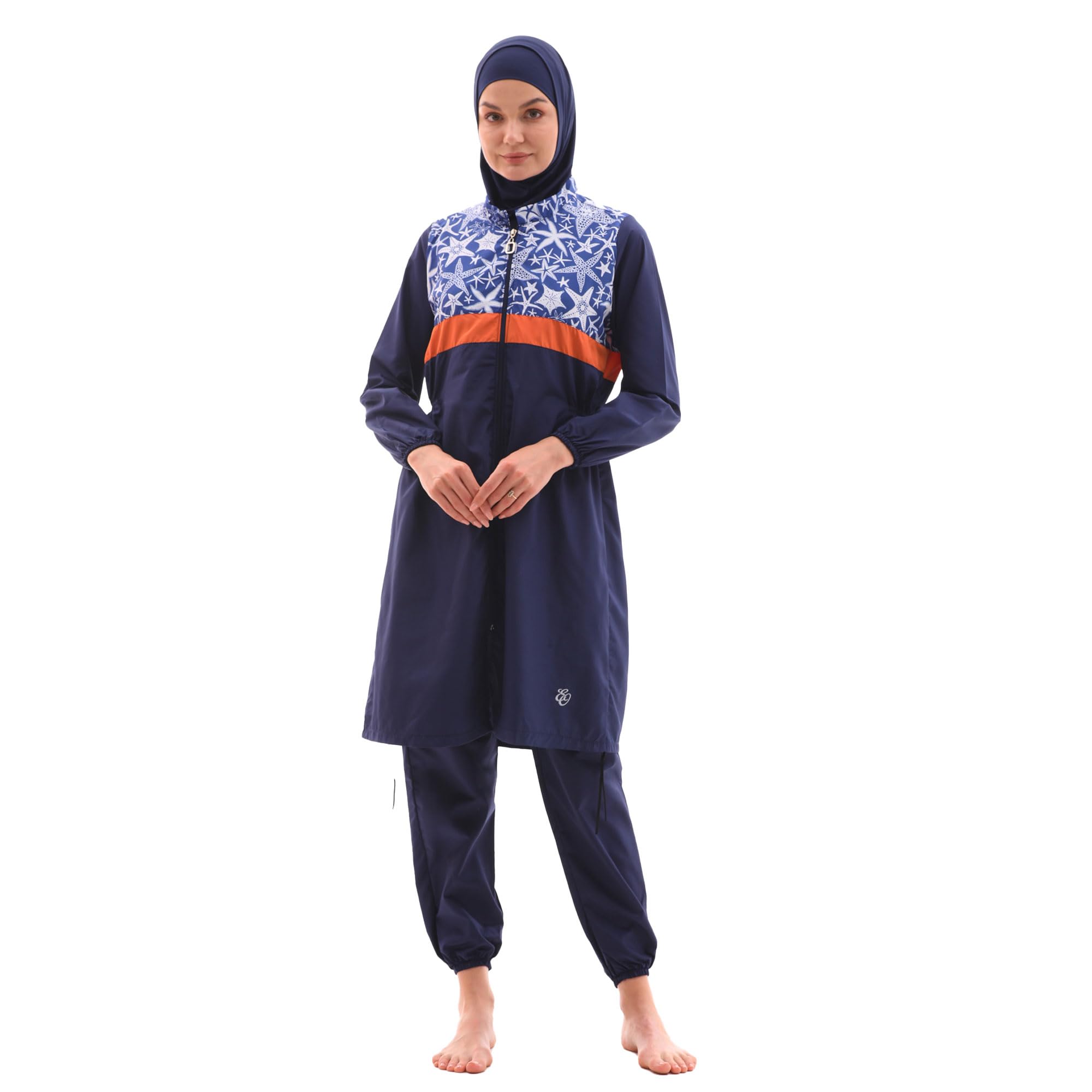 eo elif okur Islamic Long Sleeve Swimsuits for Women Modest Muslim 4 PCS | Full Cover Rash Guard Burkini | Arabic Swimwear-picture-19