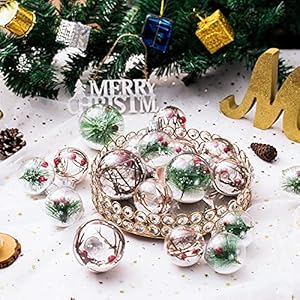 Christmas ornaments ball set shatterproof clear plastic decorative baubles for xmas tree house holiday wedding party decoration19pcs pine needle  urban country home decor