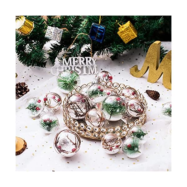 Christmas ornaments ball set shatterproof clear plastic decorative baubles for xmas tree house holiday wedding party decoration19pcs pine needle  urban country home decor