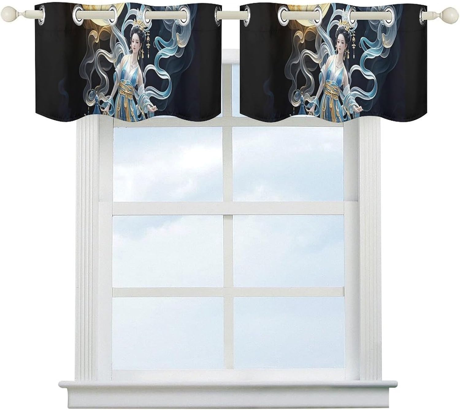 Chang'e Fairy Valance for Windows, 2 Pack Kitchen Curtains Modern Home Decor, Soft Blackout Window Curtains for Living Room & Bedroom, 18 X 52 Inch