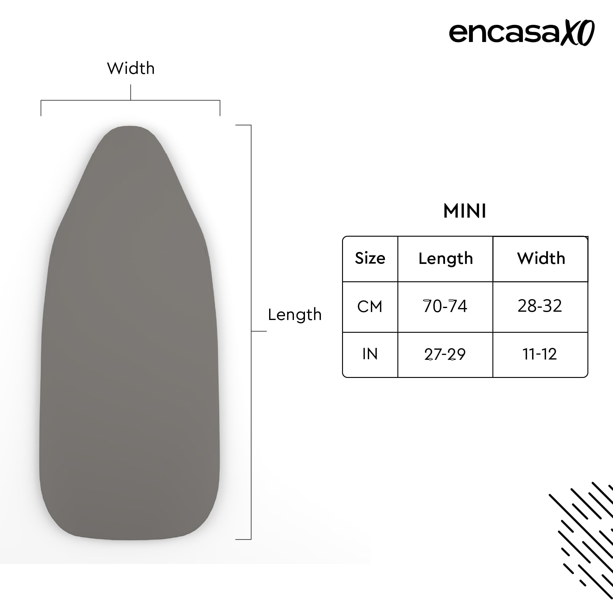 Encasa Ironing Board Covers (up to 114 x 35 cm) Elastic Tightening with Thick 4 mm Felt Padding, Easy Fit, Scorch Resistant, Plain Colors- Grey — view 63
