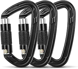 Kit 3 Mosquetão, Mosquetao, Auto Locking Climbing Mosquetão Clips, Fechadura Principal Automática do Tipo D, 25Kn Clipes De Mosquetão, para Escalada, Rapel e Montanhismo, Um Conjunto de Três