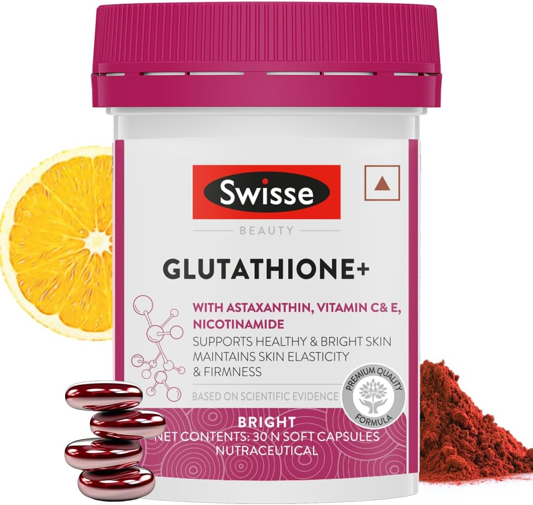 Glutathione+ Manufactured In Australia, Glutathione Tablets with Astaxanthin, Vitamin C & E, Nicotinamide For Healthy, Radiant & Youthful Skin (30 Capsules, 1 Capsule Per Serving)