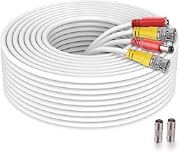 Cable Bnc de 200 pies todo en uno siamés BNC de video y cámara de seguridad de energía, cable de extensión BNC con 2 conectores hembra para todos los sistemas de vigilancia máximos de 5MP HD CCTV DVR