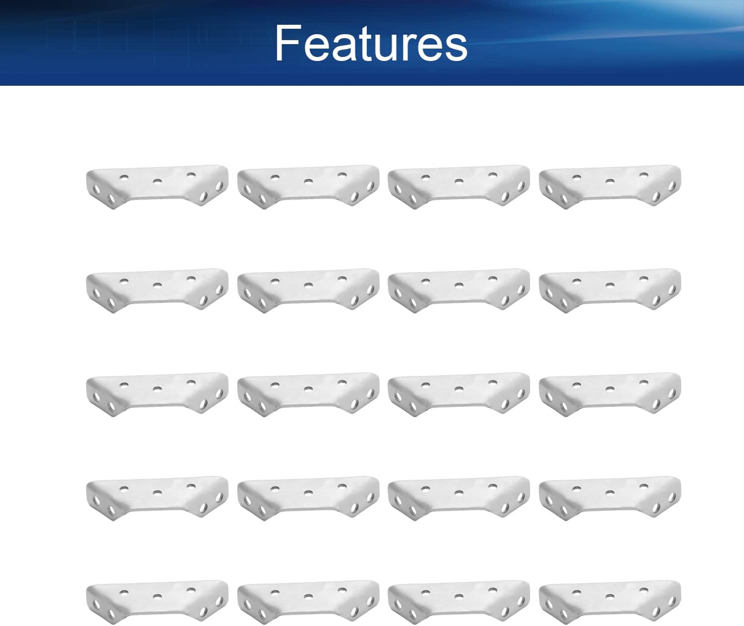 Bettomshin 20PCS Trapeziform Angle Brackets 2.68" x 0.98" x 0.47" Angle Code Corner Braces Stainless Steel Multi-Purpose Shelf Bracket Silver Brushed Finish