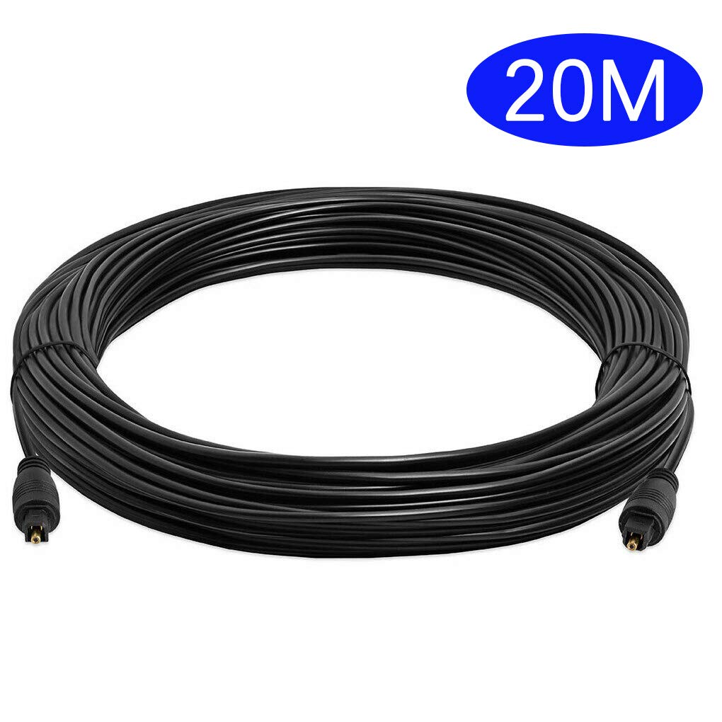 Lot de 2 câbles audio numériques en fibre optique absorbant les chocs pour TV, cinéma, barre de son, cordon de 20 m