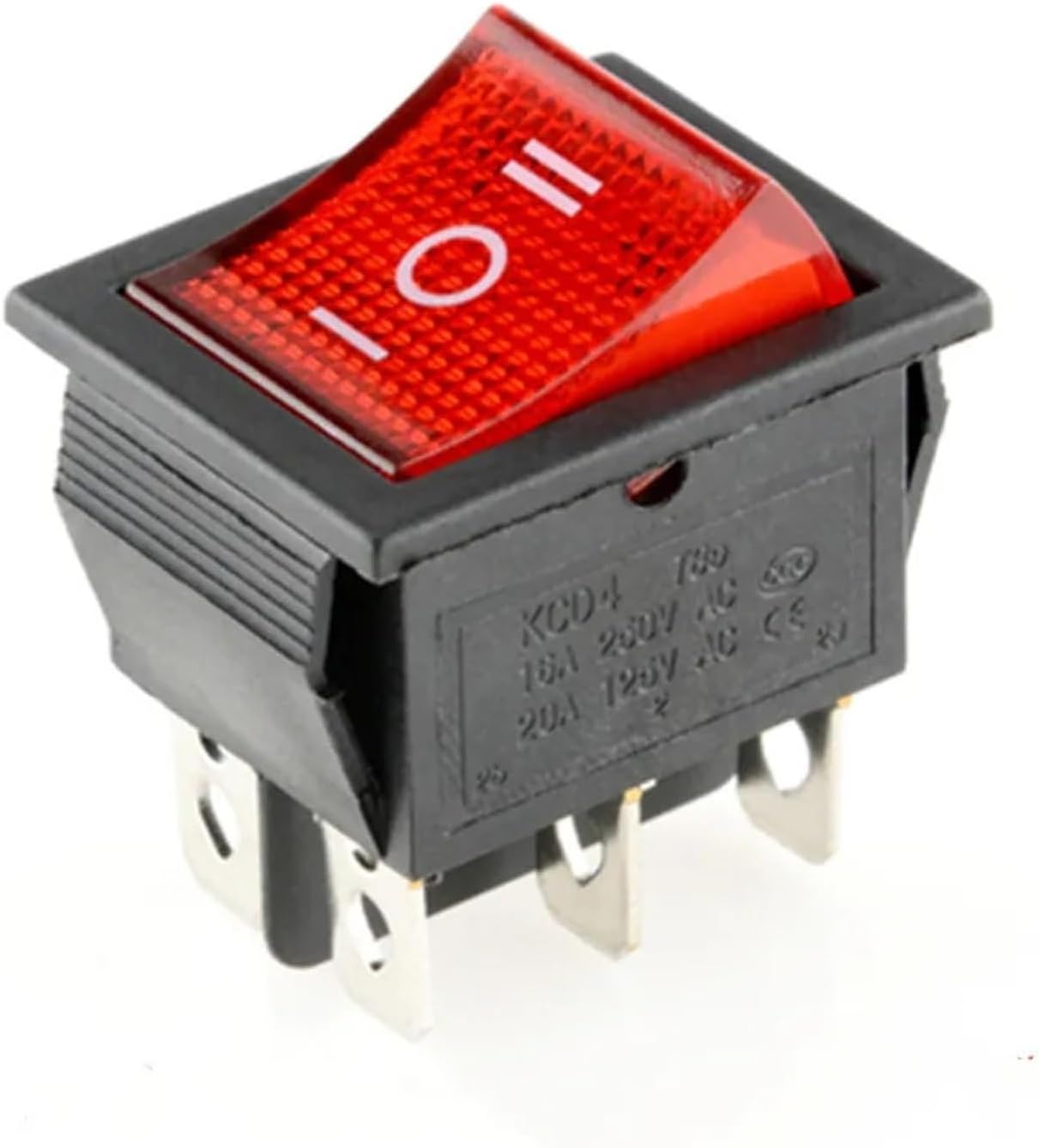 1PCS Black Rocker Switch Power Switch ON-Off-ON 3 Position 6 Pins No Lights 16A 250VAC/ 20A 125VAC(Trigonometric Sign)