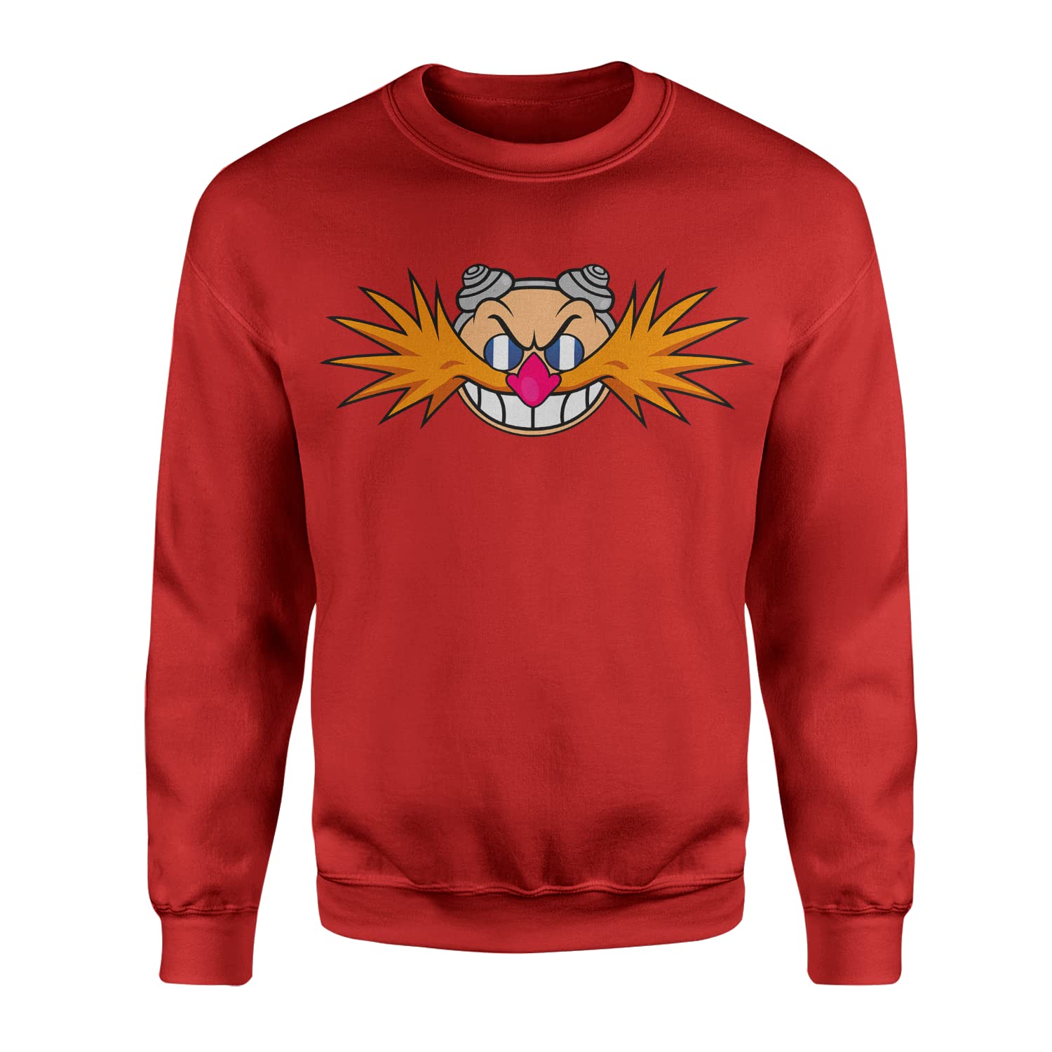 Smartypants Unisex Red Professor Egg Man Jumper Robotnik Scientist Japan Evil Game Gamer Bad Guy Moustache Goggles Robot Gemstone Ring Fantasy Action Adventure Gift Present (Large, )