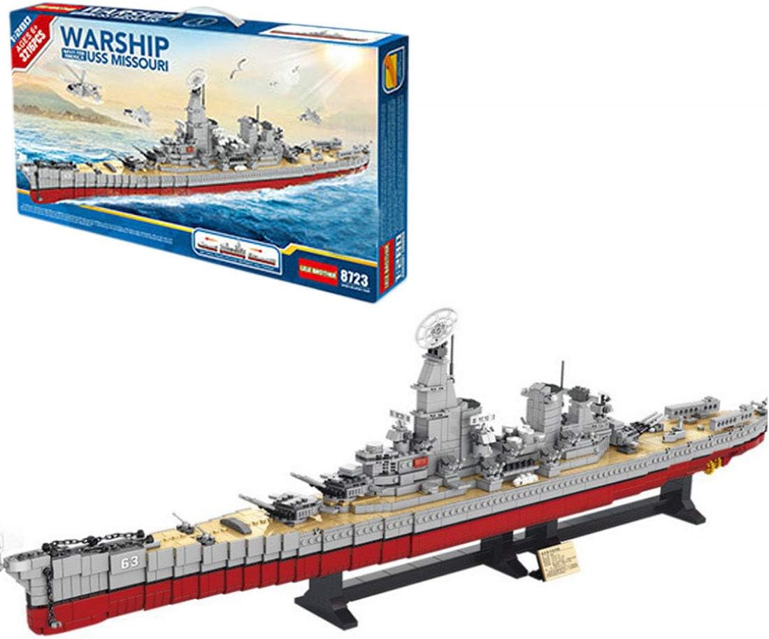 HYZH Technology Warships BB-63 Building Blocks, 3216 Clamping Blocks 1:280 Large Military Series Warships Military Battleship Technology Ship Compatible with Lego Technic