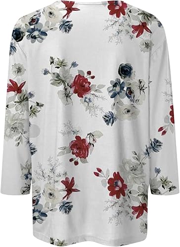 Miniatura 2 de Camisetas básicas para mujer, camisas de manga 34 para mujer, lindas camisetas estampadas, blusas casuales de talla extragrande, camisetas básicas