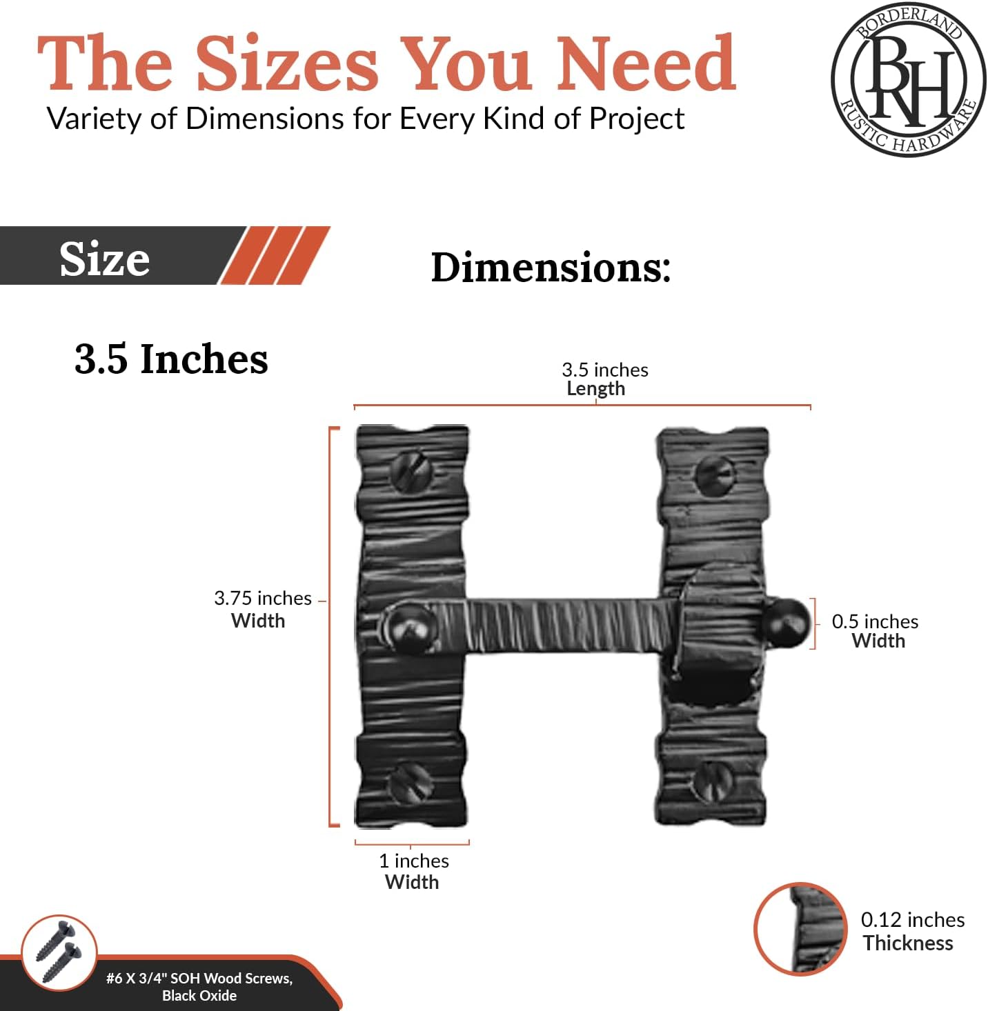 1 Pack 3.5" Bar Flip Latch for Gates - Black - Decorative Metal Bar Flip Latch - Handmade Rustic Metal Latches for Gates, Cabinets, Barn Doors and Outdoor Enclosures - The Sinaloa Series