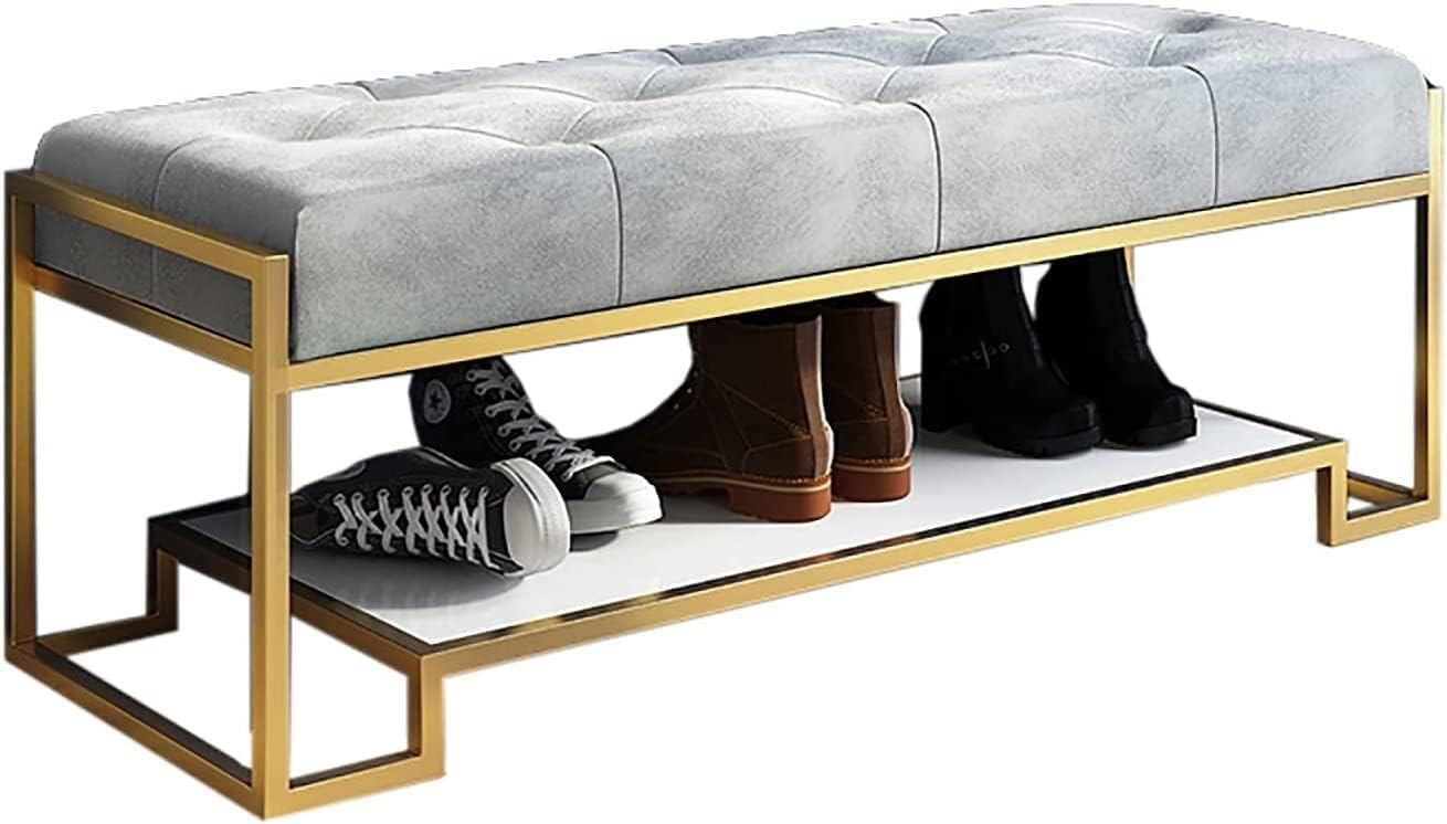 Banc à chaussures d'entrée avec siège rembourré et rangement