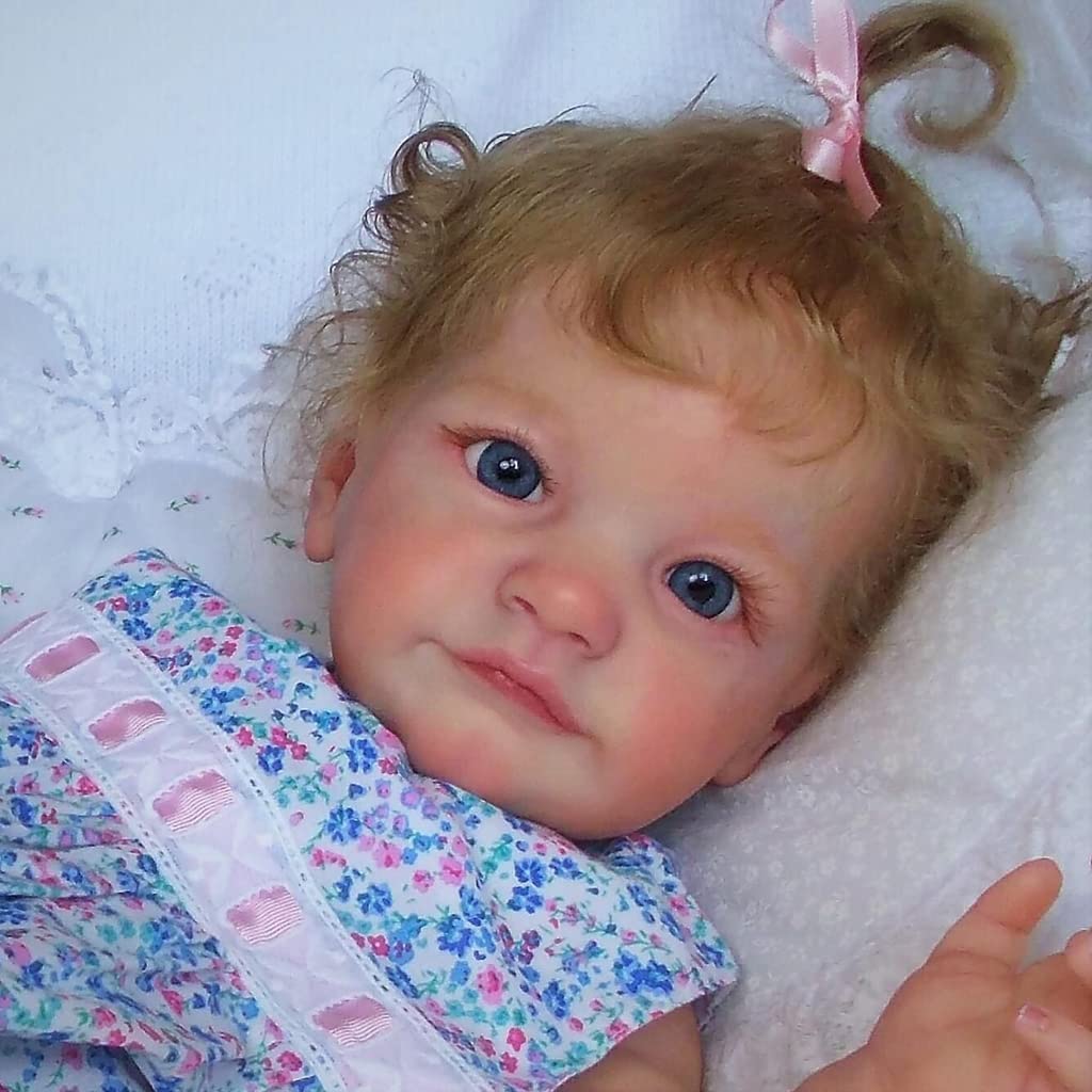 Reborns für Puppen, Babys, Mädchen, für Puppen, 60 cm, pflegend, realistisch, weicher Körper für W/geöffnete Augen, verwurzelte lebensechte Puppen, wiedergeborene Babys für Mädchen,