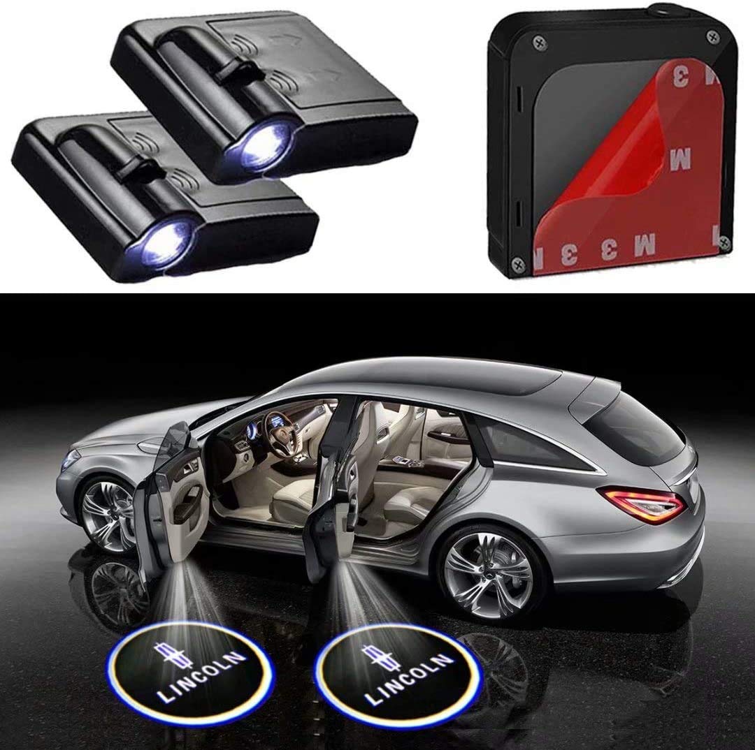 Bearfire 2 Pcs Wireless Car Door Led Welcome Laser Projector Logo Light Ghost Shadow Light Lamp Logos fit lincoln 1
