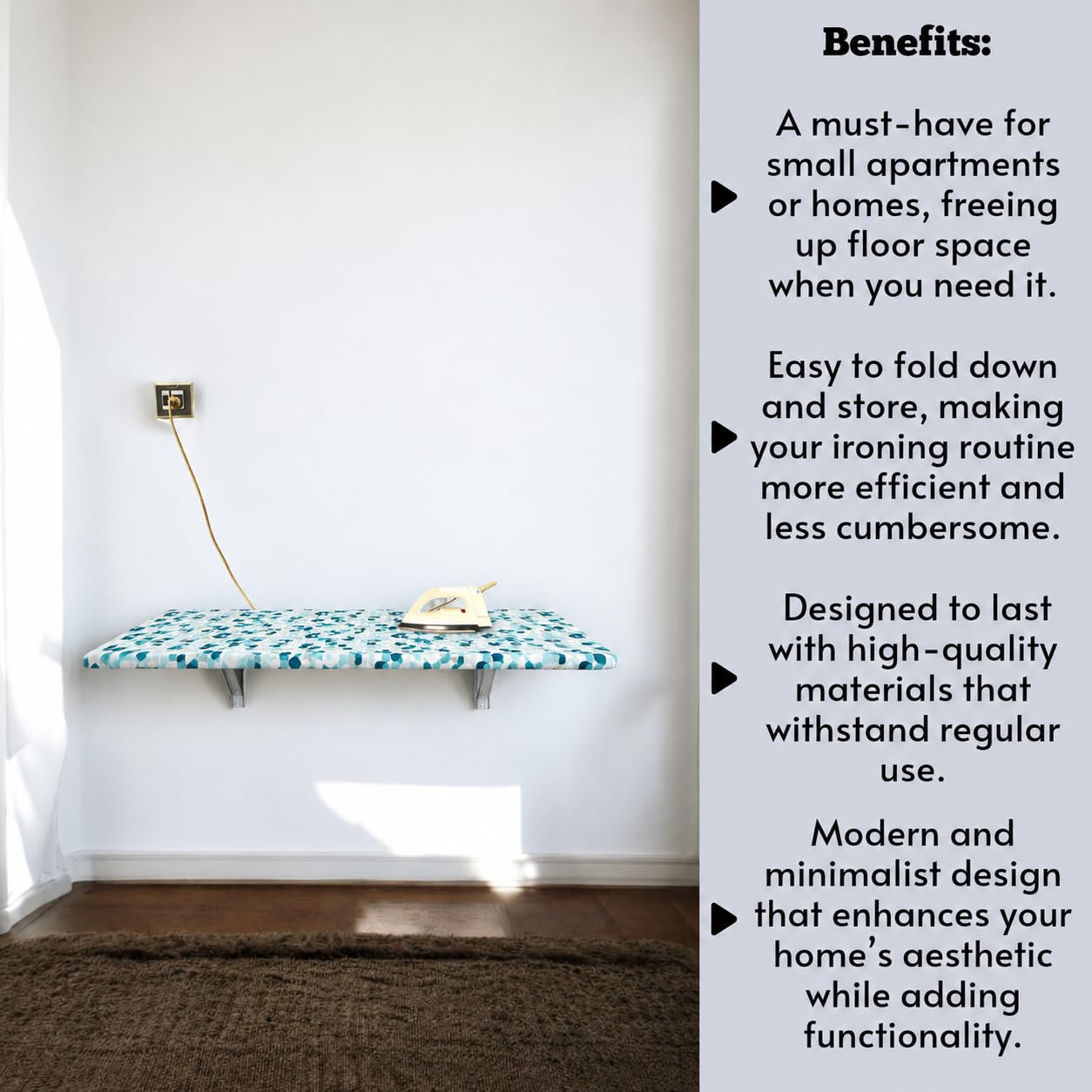 Foldable Wall Ironing Board - Space Saving Design -6 Foldable Wall Ironing Board - Space Saving Design -6