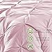 Comfy Bedding Double Needle Durable Stitching 3-Piece Pinch Pleat Comforter Set All Season Pintuck Style, Queen, Pink