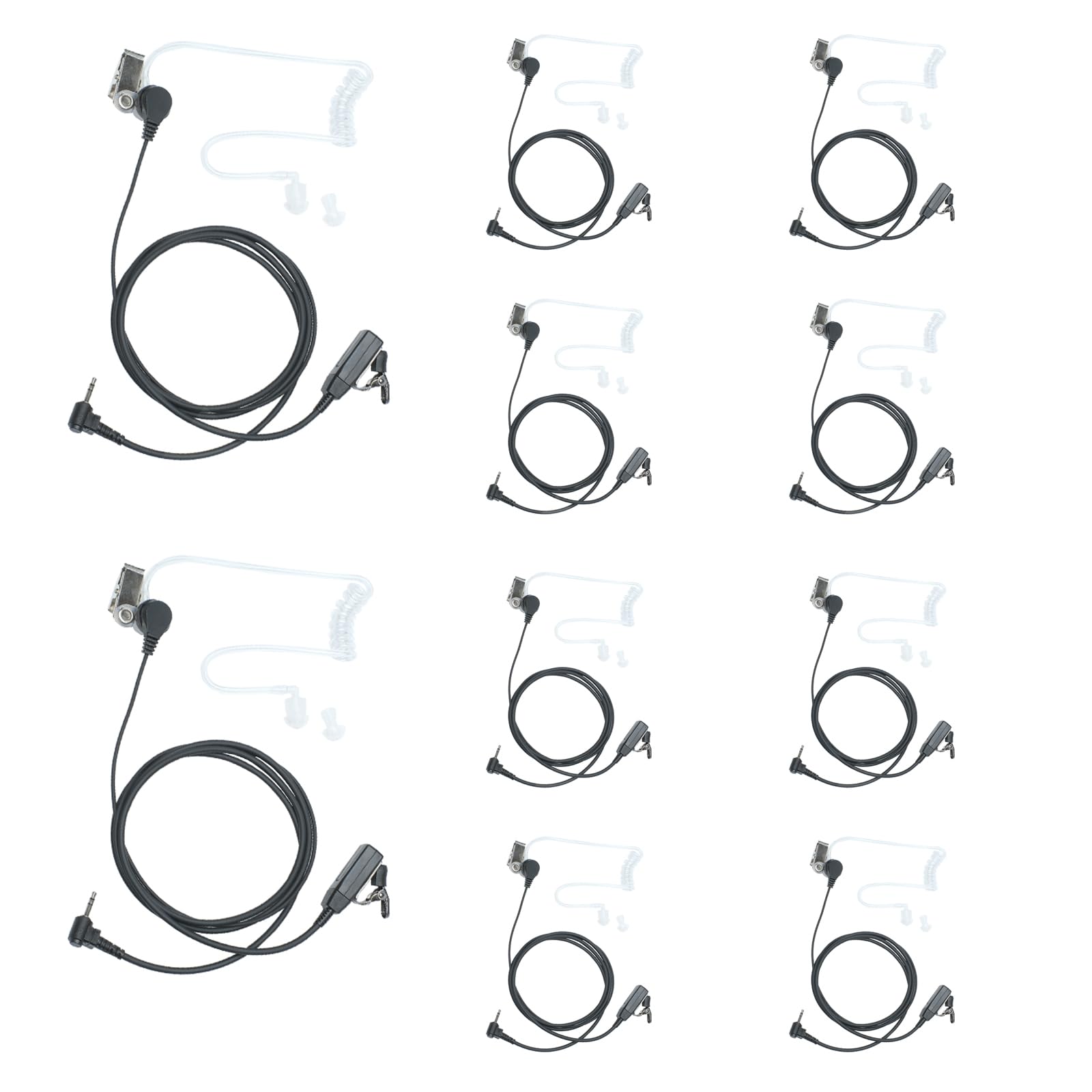 Walkie Talkie Earpiece with Mic PTT 1 Pin 2.5mm Headset Compatible with Motorola Talkabout T200 MR350R MH230R T460 Two Way Radio Covert Acoustic Tube 10 Pack