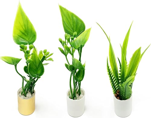 Miniatura 2 de 3 piezas de plantas en maceta en miniatura, árboles artificiales 112, mini casa de muñecas, escena vegetal, modelo bonsái, decoración de paisaje