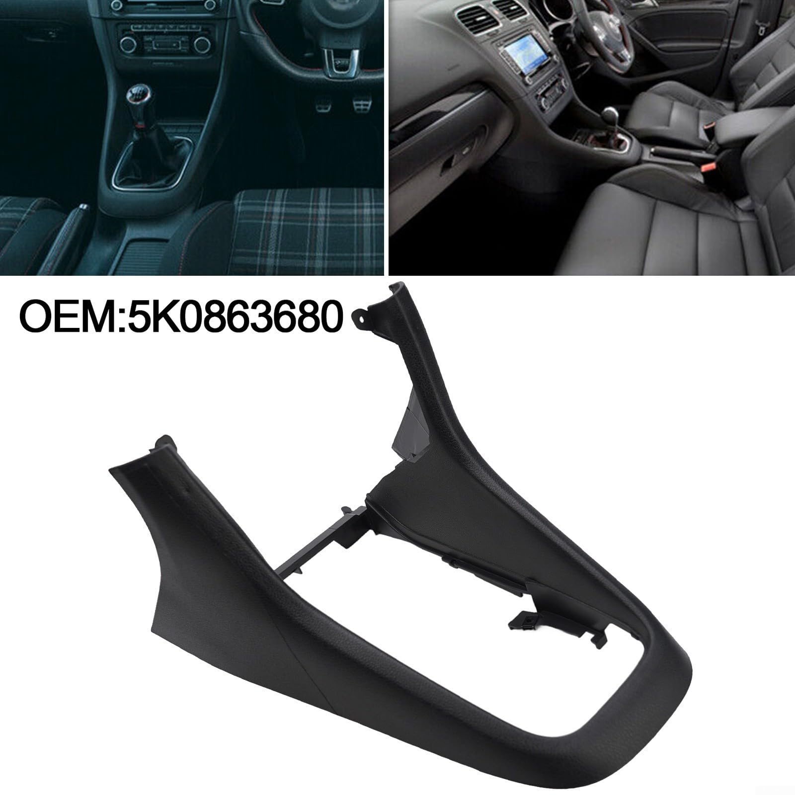 Cubierta negra para panel de cambio de marco de consola central, para Golf-6 MK6 2008-2013, decoración interior ABS reemplazo directo OE-5K0863680