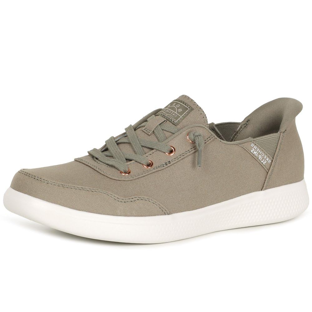 Skechers Women's Skip Cute B Cute Sweet Slip-in Trainers, Olive Canvas, 4 UK