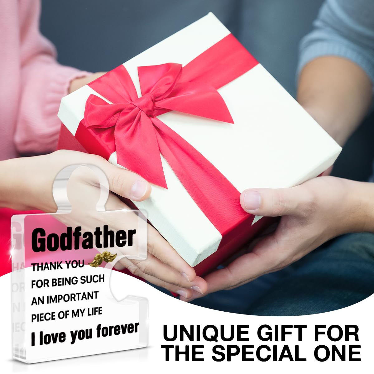 Godfather Gift, Godfather Father's Day Gifts from Goddaughter Godson Godchild, Gifts for God Father Birthday Christmas Fathers Day Acrylic Puzzle Piece Plaque Desk Decorations for Home Decor