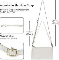 Vista 4 de YALUXE Clutch Wristlet - Cartera de piel auténtica con bloqueo RFID y cadena de hombro