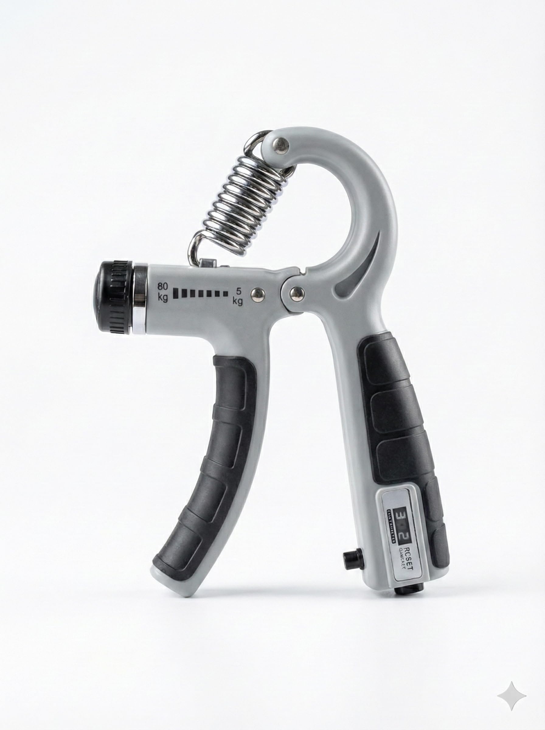 First Vision India solutions | 5-60 KG Adjustable Counter Gripper, Adjustable Hand Strengthener with Digital Counter, 5-60kg Resistance Range, Ergonomic Design, (Gray)-image-9