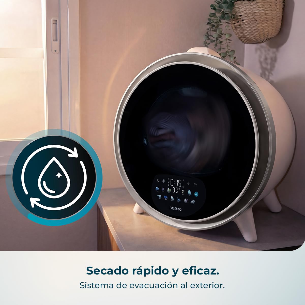Cecotec Secadora Compacta de Evacuación 3Kg Bolero DressCode Dry 3600V. 12 Programas, Secado Automático Inteligente, Pantalla FullColor, Función UV Care, Dry Shoe Pro, Delay Start, Blanca