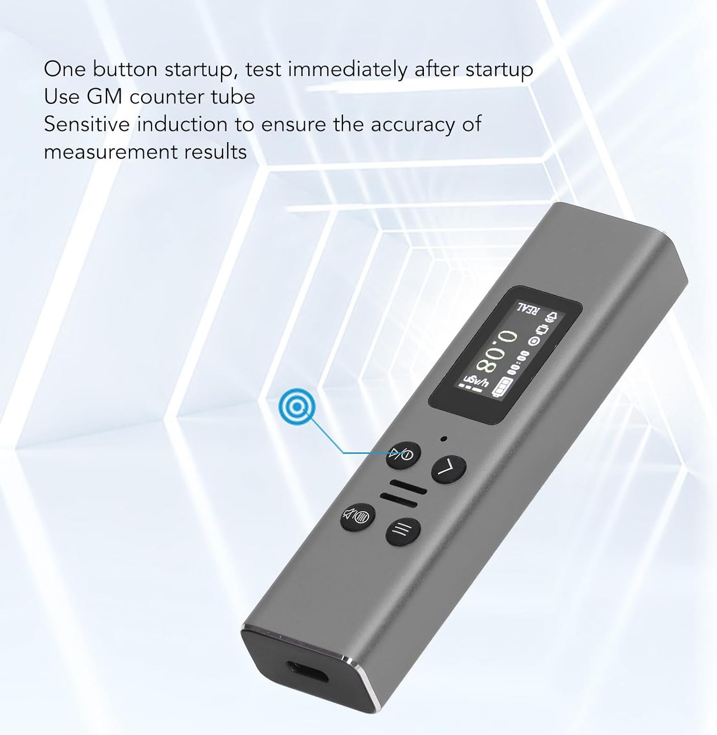Pilipane Geiger Counter USB Charging with TFT HD Display 400mAh Nuclear Radiation Detector for Home (Silver)