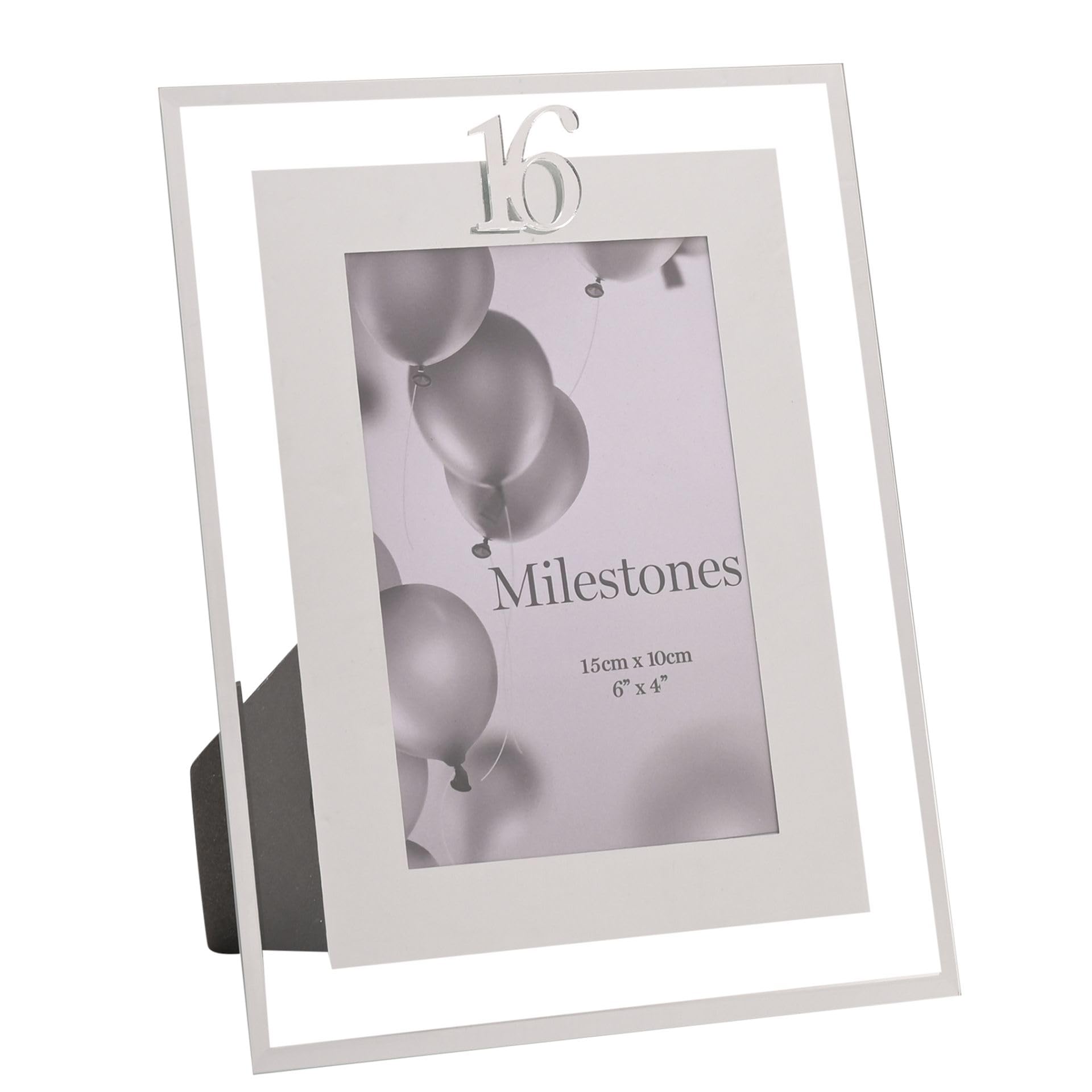 Widdop Milestones Mirror Border Photo Frame Age 16 - Photo Frame For Birthdays - Aperture 6" x 4" - Stylish Design Gift For Birthday Picture Frame