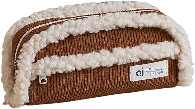 AuraGlor Special Pencil Case with Big Compartments Large Pencil Pouch Pen Bag Pencil Box Holder Simple Storage Aesthetic Stationery for Organization Office Journal Supplies Essentials Brown