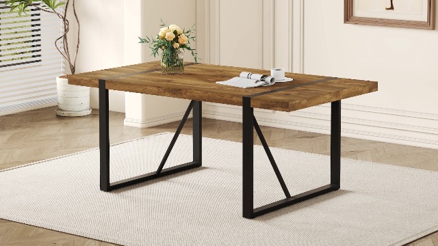 Amazon.com - MUUOKY Dining Table Set for 8, Modern 71'' Dark Wood