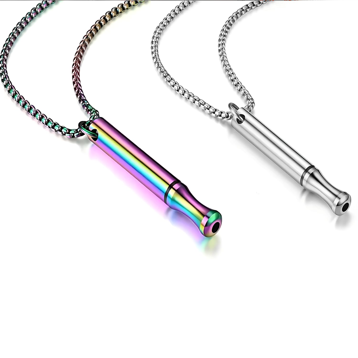 Veroral 2Pcs Breathing Necklace for Anxiety & Stress Relief, Mindfulness & Quit Smoking Aid, Stainless Steel Breathe Necklace for Adults Teens Women