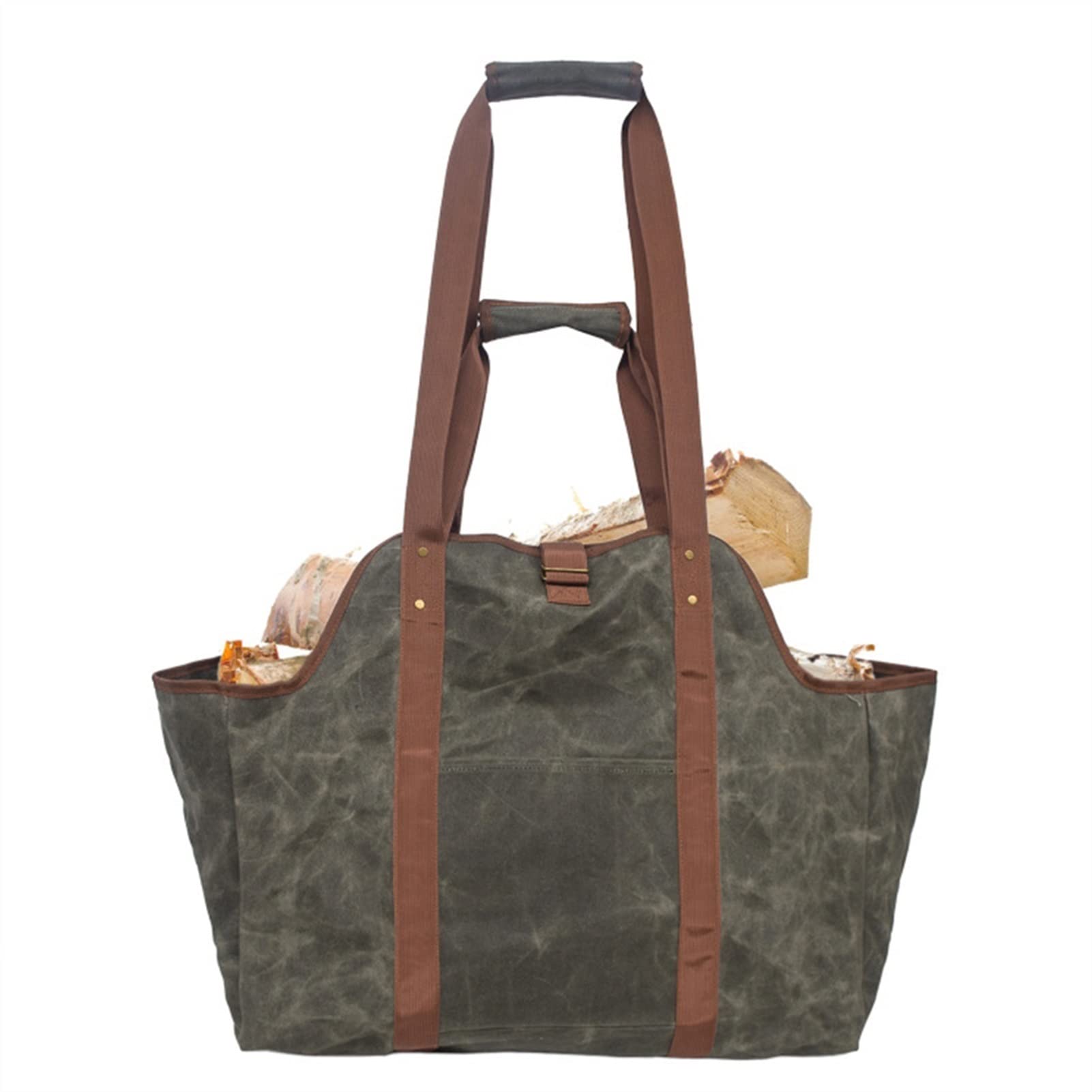 Waxed Canvas Firewood Log Carrier Tote - Łatwa do ładowania torba do przechowywania ogniw i na kemping