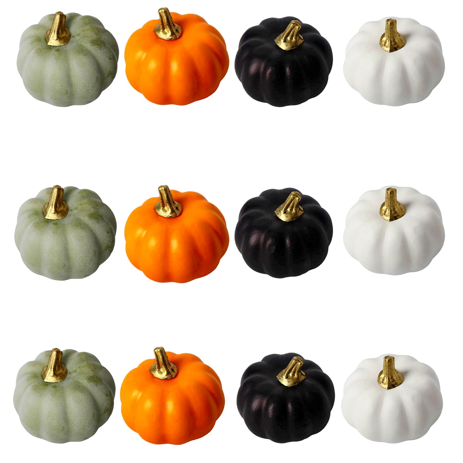 12 Decoration Halloween Automne Citrouille Artificielles,Couleur Ensemble Fall Decor Citrouille en Mousse Decorative Intérieur Exterieur,Mini Citrouilles pour Table Decoration,Thanksgiving,Noël