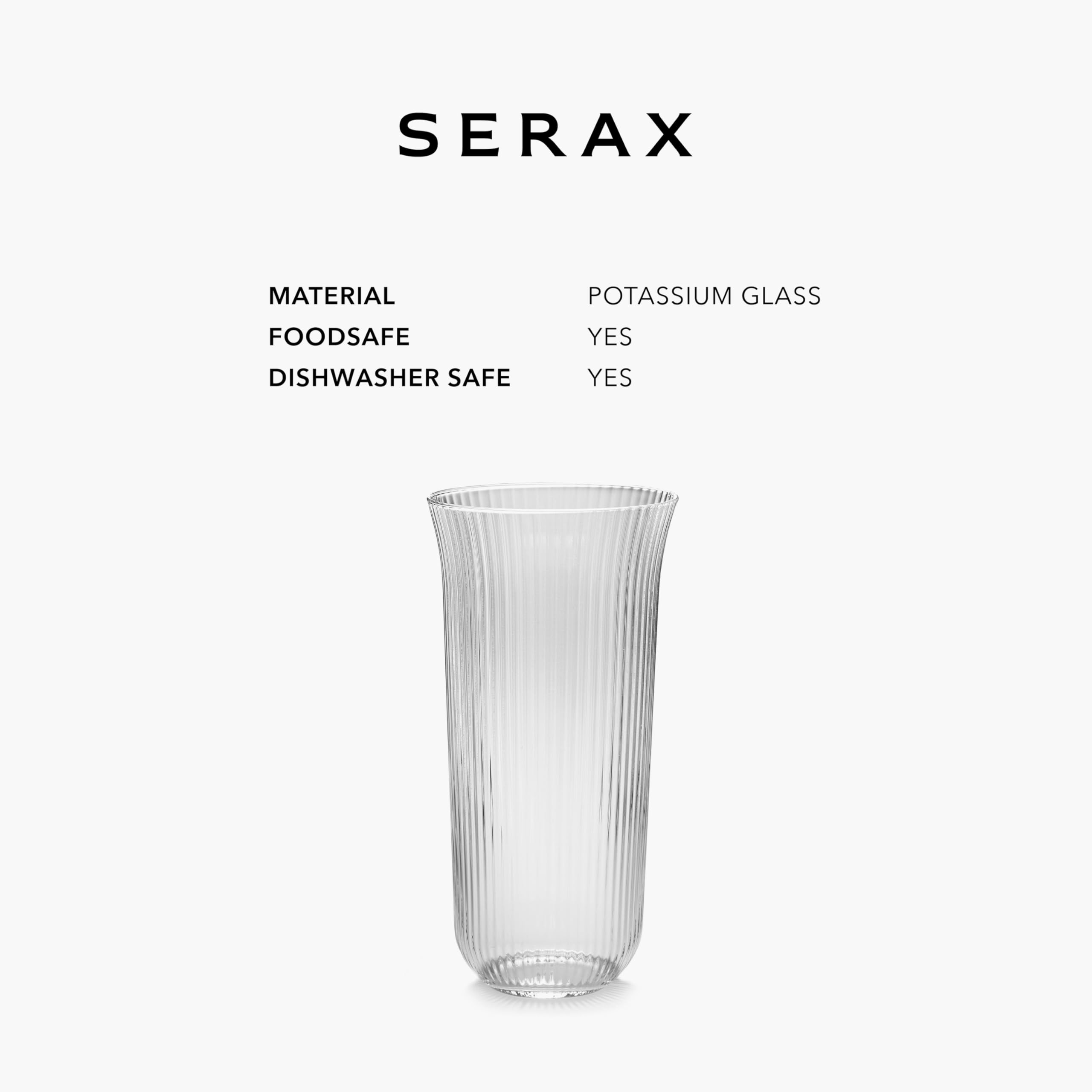 Serax Longdrink Trinkgläser, 4er-Set, Inku-Gläser von Sergio Herman, klare, gerippte Wasserglasbecher ohne Deckel, Essentials, Küchenset für Bier, Saft, Kaffeezubehör