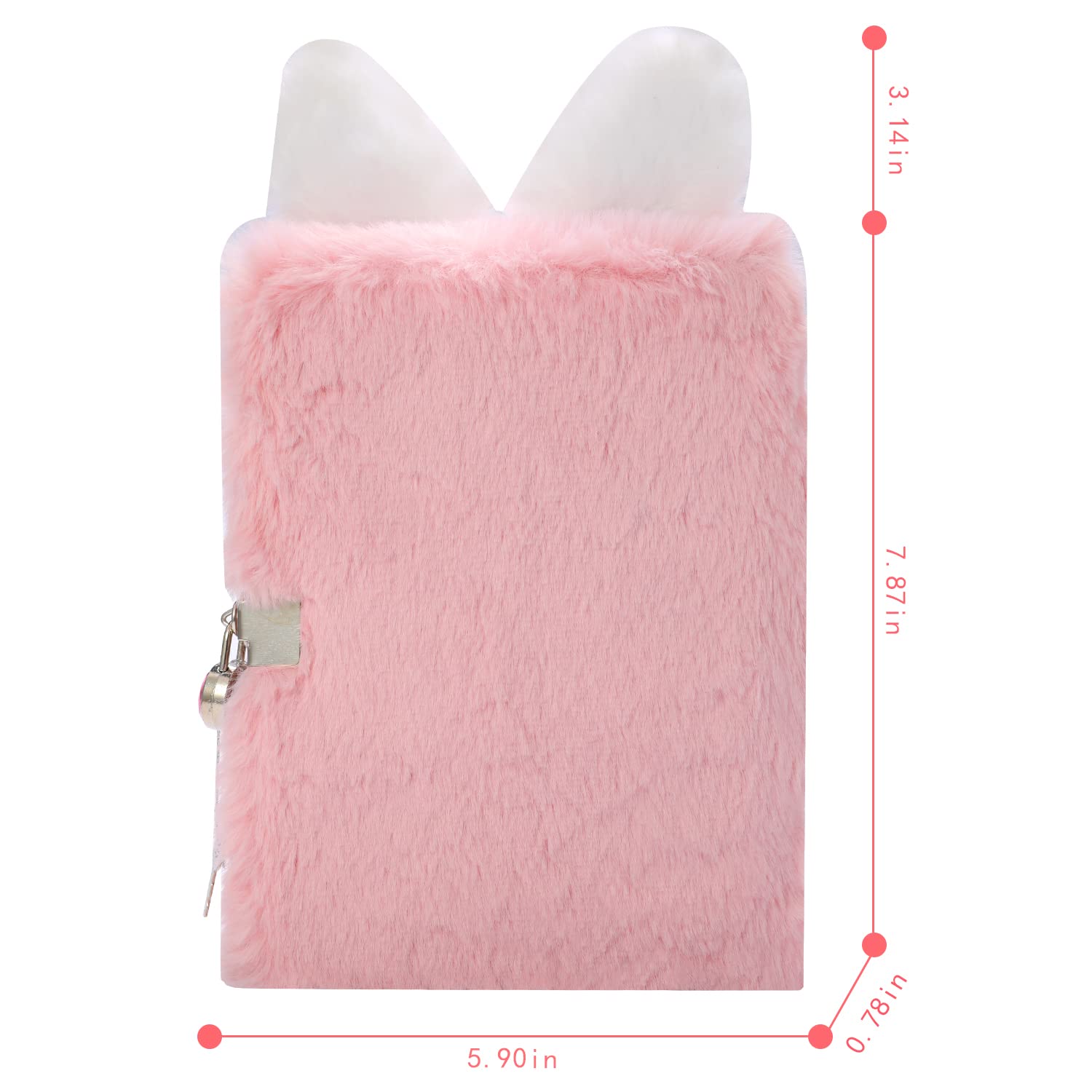 Diario de Conejo para niñas con Cerradura y Llaves, Cuaderno de Peluche Conejo para niños, Diario Secreto con 160 páginas Forradas para Escribir Dibujo, Regalos para niñas — view 8